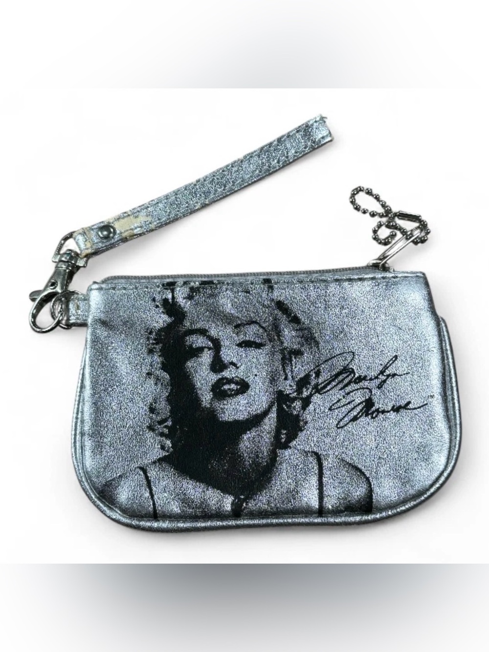 2007 Silver Metallic Wristlet - Coin Purse w/ Marilyn Monroe Portrait